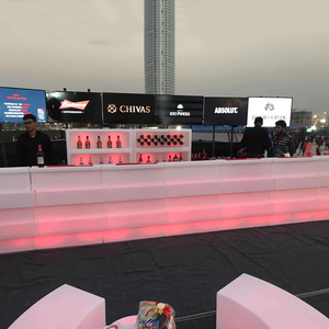 Xách tay màu thay đổi led hiện đại đồ nội thất thanh thắp sáng nhựa cong cao quầy bar với điều khiển từ xa - Product Image 6