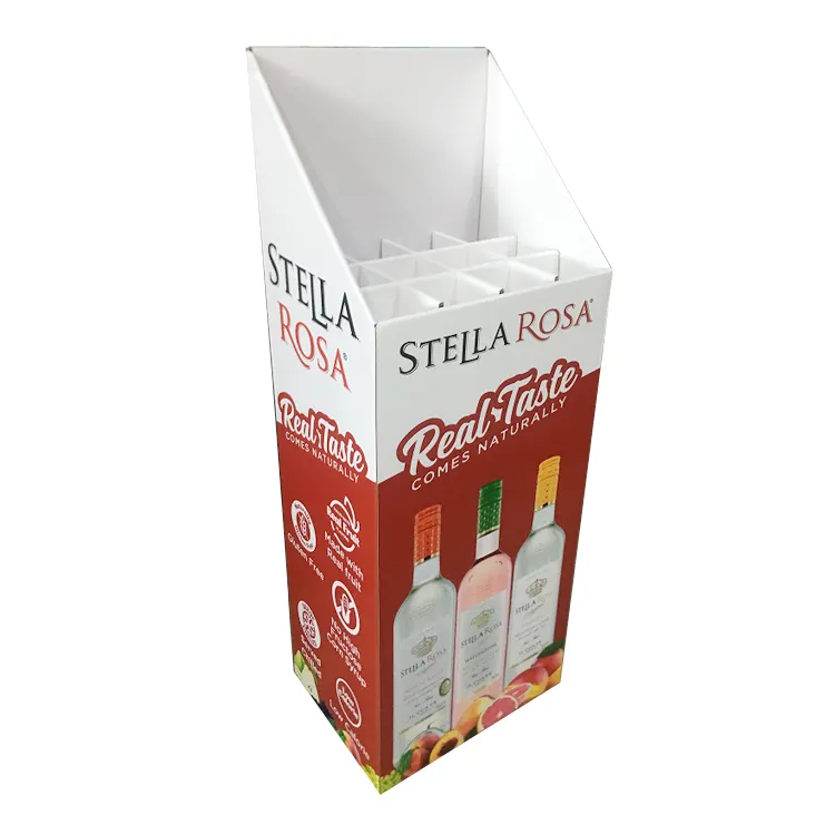 Support en carton personnalisé présentoir en papier pour magasin de papier publicitaire pop-up présentoir au sol pour boisson au vin