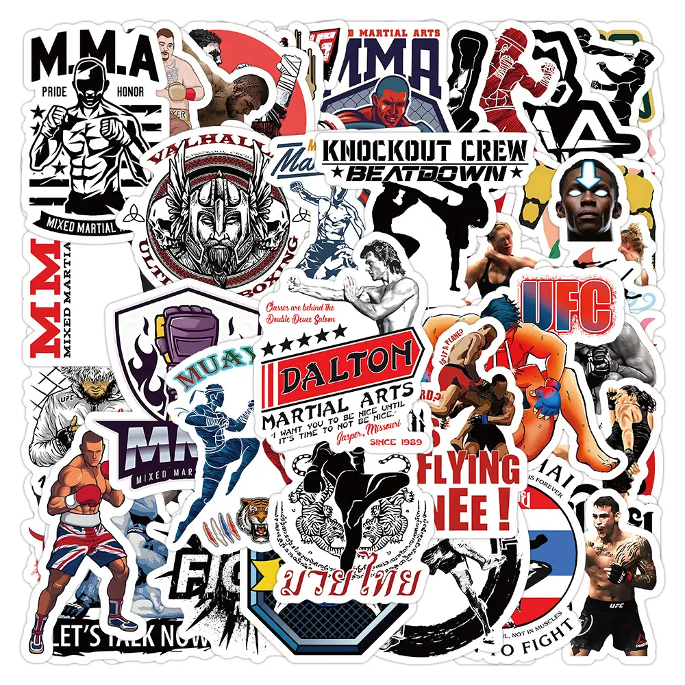 50PCS Cool fitness músculo pugilismo lucha deporte artes marciales mixtas luchador boxeo pegatina