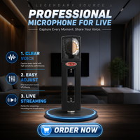 Carte son audio professionnelle BAIFEILI V8, microphone à condensateur portable de bureau avec grand diaphragme de 34 mm, alimentation fantôme XLR 48V, pour le direct