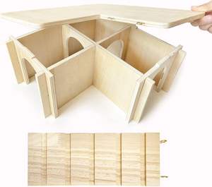 Casita y Refugio para Cobayas, <span class=keywords><strong>Castillo</strong></span> de Madera de Varias Cámaras con Escalera, Accesorios para Jaulas de Chinchillas y Conejos Enanos - Product Image 2