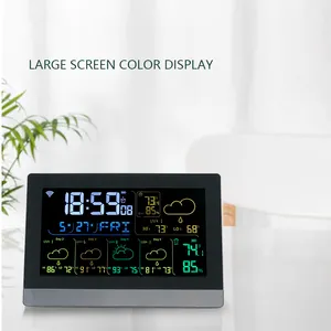 2023 Digital Color Display Indoor Outdoor Thermometer Alarm Desk Weather Station Clock Temperature Humidity With Sensor