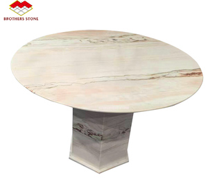 Nuovo Tavolo da Pranzo in Marmo Rosa Calacatta, Tavolino Rotondo in Marmo Rosa, Lastra di Marmo Rosa Naturale per Arredamento Casa e Isola - Product Image 1