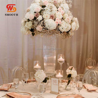 Décoration de mariage, vase en verre transparent haut et large, vase décoratif pour fleurs, support de vase à fleurs, centre de table
