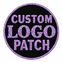 Écusson brodé personnalisé à paillettes, logo violet, pour vestes, sacs, chapeaux, vêtements de marque, échantillonnage rapide AWELLS