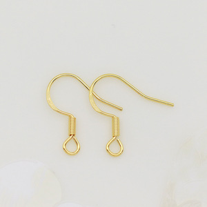 925 Sterling brass ear <b>hooks</b> with gold plating and color retention; DIY handmade semi-finished <b>earring</b> parts wholesale E100 - Product Image 2