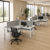 Poste de travail de bureau électrique réglable en hauteur, modulaire, pour 3 personnes, bureau dos à dos, mobilier de bureau commercial pour équipe