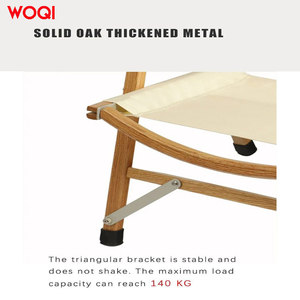 เก้าอี้ชายหาดพับได้ Woqi สีแดง ผ้าใบ โครงไม้ สำหรับสวน ลานบ้าน และการเดินทาง - Product Image 2