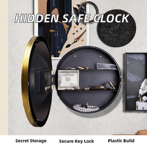 Két sắt giấu đồ hình đồng hồ treo tường 10 inch bằng nhựa, dày dặn, yên tĩnh, có khóa chìa, kích thước 25x7cm - Product Image 2