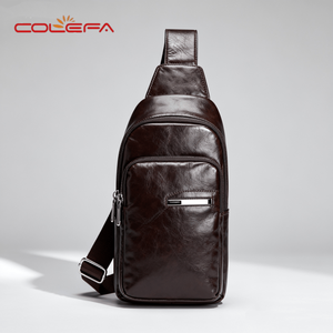 Colefa impermeable antirrobo divertido viaje en motocicleta <span class=keywords><strong>Caballero</strong></span> pecho Rig bolsa cuerpo cruzado marrón PU cuero hombres pecho bolsas - Product Image 5