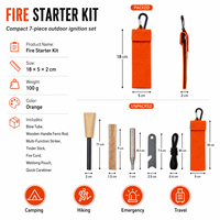 Kit de tube à souffler pour allumer le feu au magnésium, portable, en acier inoxydable avec poignée en bois pour le camping