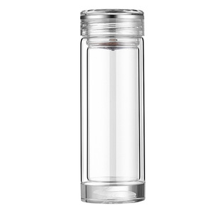 Double Layer Glass Cup With Lid 350Ml For Car And Gift Use - Product Image 1