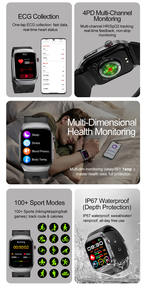 Montre connectée pour homme 2026 BT Call S100 NFC, <span class=keywords><strong>test</strong></span> de fatigue corporelle, ECG, santé, pompe à air, moniteur de tension artérielle, fréquence cardiaque, smartwatch - Product Image 5