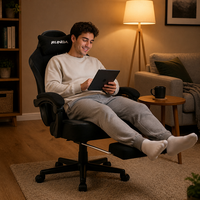 Chaise de jeu noire à dossier haut, pivotante et inclinable, pour ordinateur, jeux, esports et bureau à domicile