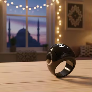 Anillo de Cerámica Equantu Zikr Resistente a los Arañazos, Contador de Oraciones, Joyería Islámica Elegante para Damas y Parejas, Anillo Tasbeeh Inteligente - Product Image 1