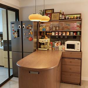 Warm Oak Retro Dining <b>Sideboard</b> - Integrated Coffee Bar & Multi-Zone Storage, Compact <b>Kitchen</b>-Dining Hub for Family Homes - Product Image 3