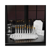 Ménorah de Hanouka en Lucite, Candelabre en Acrylique, Cadeau Judaïque, Décoration de Table pour Fêtes Juives, Porte-bougie pour la Maison et les Célébrations