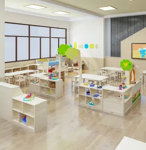 Eibele Hot Sale Nursery Classroom Set for 20 Kids Table and Chair Toy Cabinet Furniture for Schools Kids Play School Furniture