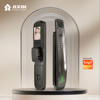 Serrure intelligente multifonction antivol JIXIN avec contrôle par application Tuya, reconnaissance faciale 3D, lecteur de carte mémoire et visière pour portes en aluminium