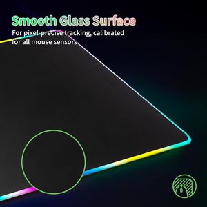แผ่นรองเมาส์กระจก RGB แบบเรียบพิเศษสำหรับเล่นเกม แผ่นรองเมาส์สีสันสดใสพร้อมฐานยางที่มั่นคง ควบคุมความเร็วได้ - Product Image 4