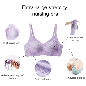 Soutien-gorge d'allaitement de maternité en dentelle douce et sexy de haute qualité, antibactérien, col en V, en stock, grande taille, soutien-gorge d'allaitement sans couture, effet push-up - Product Image 6