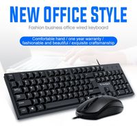 Set Keyboard dan Mouse berkabel USB 104 kunci, tahan air untuk PC Model TF500 penggunaan bisnis