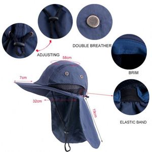 Chapeau de pêche unisexe en nylon et polyester UPF50+ avec logo personnalisé, large bord, maille respirante et protection nuque, idéal pour l'extérieur, les voyages et l'été – Vente en gros - Product Image 3
