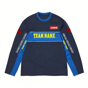 Camiseta de manga larga para hombre con bloques de color, paneles laterales de malla, <span class=keywords><strong>nombre</strong></span> de equipo personalizado, cuello redondo, transpirable, ajuste holgado, estilo casual urbano, ODM OEM - Product Image 3