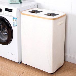 Clothing Organizer Rectangle Canvas Standing Type Eco-Friendly Laundry Hamper <b>Large</b> Capacity Household Storage <b>Basket</b> - Product Image 1