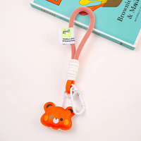 TOLKA Tali Botol Air Tenun Motif Beruang Kecil Logam, Aksesoris Gantungan Kunci Tas, Tali Lanyard, Liontin Casing Ponsel, Desain Mewah