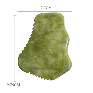 HZ Crystal Crafts Natural Green Jade Stone Guasha Facial Skincare Scraper Logotipo personalizado Body Face Massage <span class=keywords><strong>Jadeite</strong></span> <span class=keywords><strong>Gua</strong></span> <span class=keywords><strong>Sha</strong></span> Tool - Product Image 1