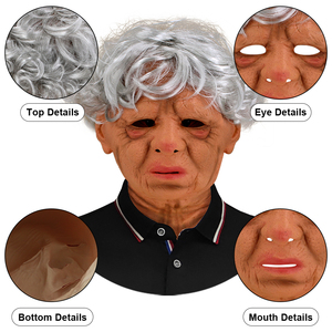 Masque en latex amusant de grand-mère vieillue aux cheveux blancs pour Halloween, fête costumée, jeu de rôle, coiffe de mascarade personnalisable - Product Image 3