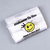 Sacs en plastique transparents classiques blancs à motif visage souriant personnalisé, vente en gros à bas prix