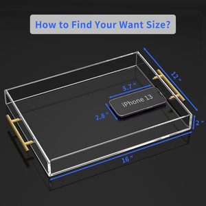 <strong>Custom</strong> Size Clear Acrylic <strong>Serving</strong> <strong>Tray</strong> With Gold Handle - Product Image 3