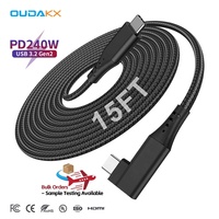 Cables de Carga Rápida USB Tipo C PD3.1 de 240W, 16.4 Pies, Solución de Cable Personalizada con Ángulo Recto para Equipos Electrónicos y PC