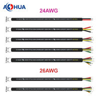 Sertifikasi AH Kabel Listrik Tahan Air Selubung PVC Hitam 2 3 4PIN Inti Kawat Tembaga Berlapis Timah 24AWG 22AWG 20AWG 18AWG 16AWG
