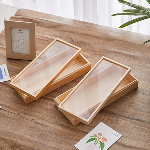 Wooden Flip Top Transparent <b>Box</b> Pine Rectangle <b>Lockable</b> Jewelry Watch Eyewear Packaging <b>Storage</b> Display Case - Product Image 1