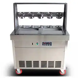 Machine à crème glacée frite à double poêle fabriquée en Chine CE Machine à crème glacée à rouleau à contrôle de température intelligent