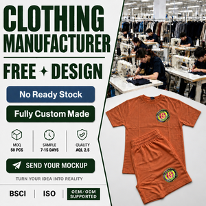 Conjunto de camiseta y pantalones cortos de algodón personalizados para hombre, con estampado de logotipo en naranja quemado, de la marca Streetwear. - Product Image 1