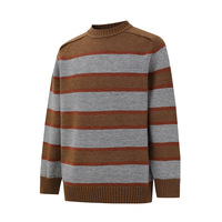 2025 hommes rétro rayé demi-col haut pull chaud hiver couche de Base haut avant Logo tricoté tissage Anti-rétrécissement automne imprimer