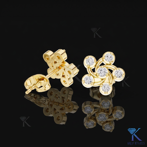 Lab Grown Diamond Swirl Pinwheel Cluster <b>Stud</b> Earrings 14K 18K Solid Gold Round Floral Fine Women Jewelry Anniversary Gift - Product Image 1