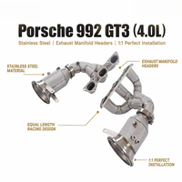 Colectores de escape de acero inoxidable para Porsche 992 GT3 4.0L OEM de alto flujo 200 celdas, diseño de carreras de longitud igualada, mejora de potencia