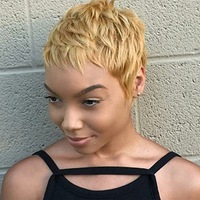 Rambut Manusia Asli Remy Virgin Brasil India 100% Alami Harga Grosir Murah untuk Pixie Curls Tersedia Wig Kecil