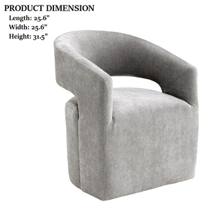 Fauteuil capitonné gris clair 1 pièce avec base sur pieds et roulettes, assise ronde en tissu texturé, mobilier de chambre moderne et écologique - Product Image 5
