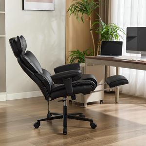 Ergonomic High <b>Back</b> Leather Office <b>Chair</b> with Footrest, Lumbar <b>Support</b>, Adjustable Headrest, Height Adjustable Reclining Gaming - Product Image 6