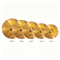 Ensemble de 5 Cymbales en Alliage Doré, Vente Directe Usine, 14 Hi-Hat, 16 Crash, 18 Crash, 20 Ride, Marque OEM Professionnelle pour Jazz, Rock, Latin