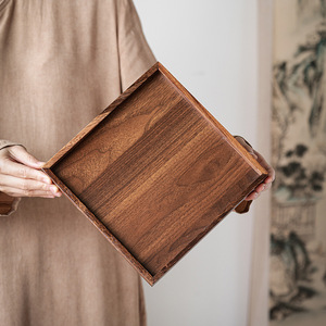 Walnut Wood <b>Tray</b> Square Serving Platter Handmade For Hotel Tea Coffee Dining - Product Image 1