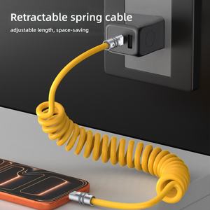 Câble de données USB-C PD100W en silicone liquide spiralé TPU+alliage de zinc pour iPhone 17 et câble de charge enroulé en spirale pour voiture - Product Image 2