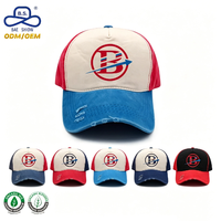 Cappellini da Baseball Lavati in Tre Tonalità Rosso Beige Blu con Logo Personalizzato per Uso Casual, Vendita all'Ingrosso
