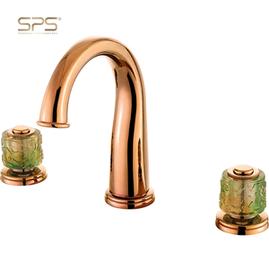 A7033 Màu Men Vòi Nước Phòng Tắm Lưu Vực Tap Brass Chất Liệu Nóng Lạnh Nước <span class=keywords><strong>Mixer</strong></span> Pha Lê Xử Lý 3 Lỗ Chậu Vòi Nước Sang Trọng - Product Image 2